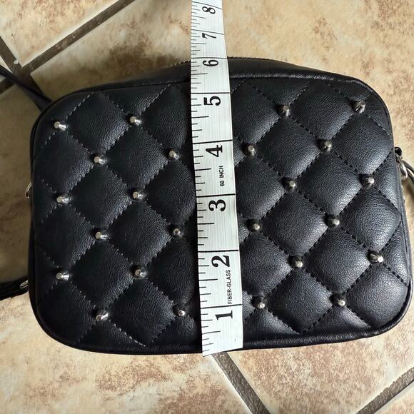 NWT REBECCA MINKOFF Quilted Studded Crossbody Black‎ Silver Hardware - Picture 12 of 13